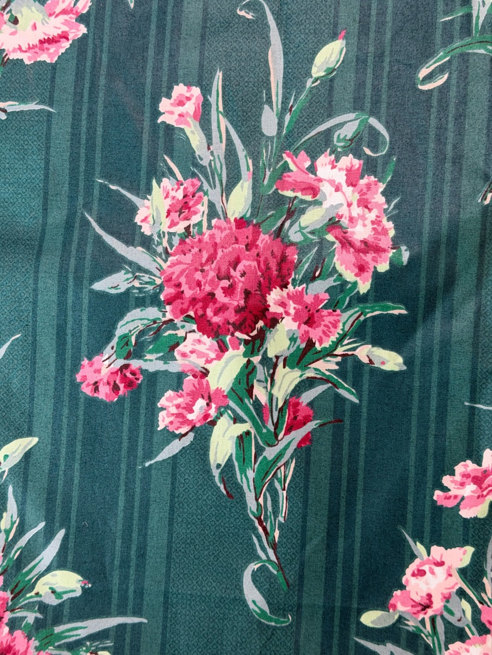 Cyrus Clark Amanda Floral Carnations Polished Cotton Chintz Fabric 5yds x 54 90s